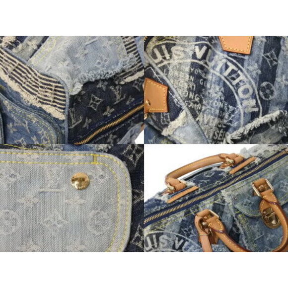 Louis Vuitton Speedy Handbag Monogram Denim Patchwork Indigo Blue - Picture 8 of 8